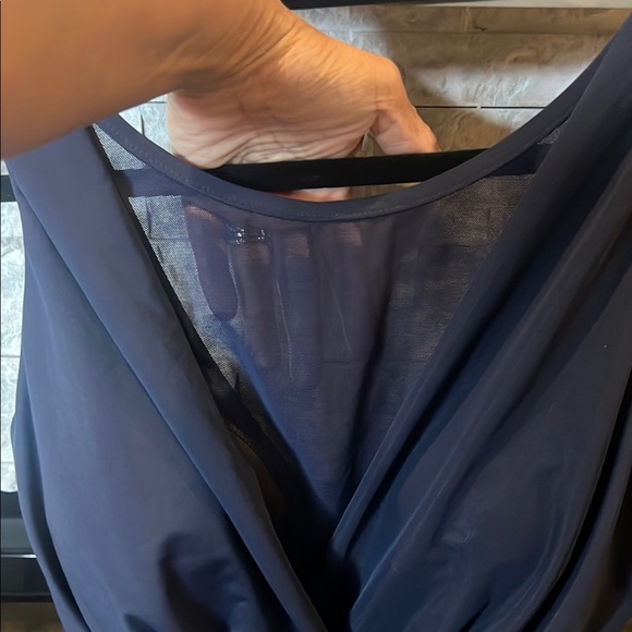 Miraclesuit Blue One Swimsuit with sheer on neckline and sides size  14 - Picture 4 of 10